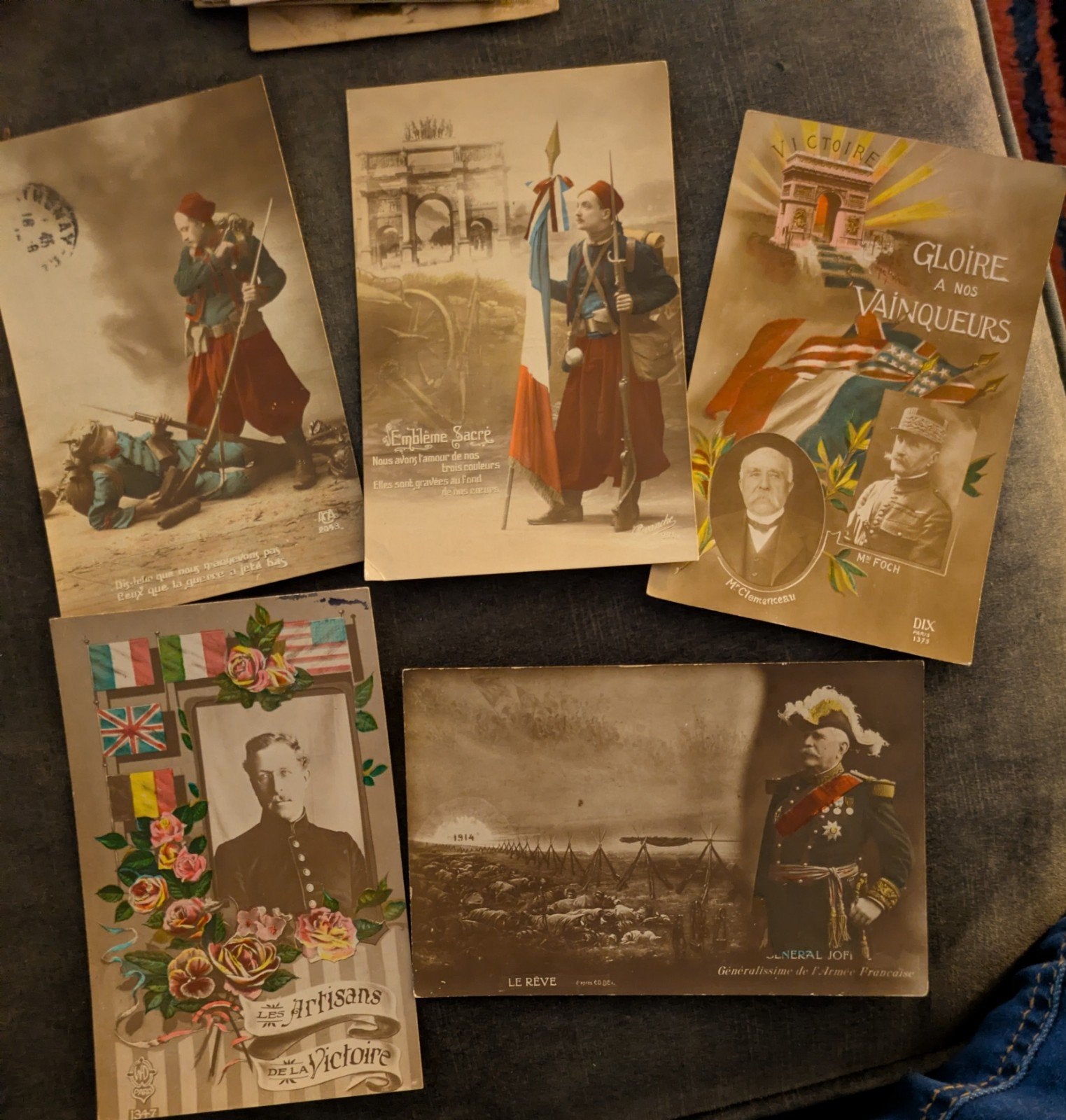 Vijf Franse ansichtkaarten WW1, Ophalen of Verzenden, Voor 1920, Overig Europa
