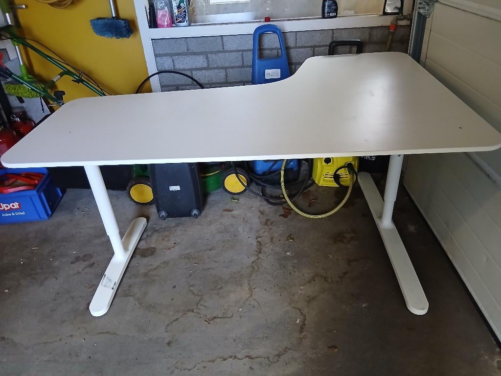 (0518W) Hoekbureau Ikea Bekant, wit 110x160 cm, Ophalen, 160 cm, Gebruikt, Metaal