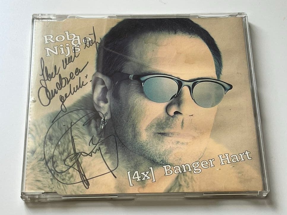 Origineel gesigneerde Rob de Nijs Banger Hart CD-single 1996, Gebruikt, Pop, Gesigneerd, EP