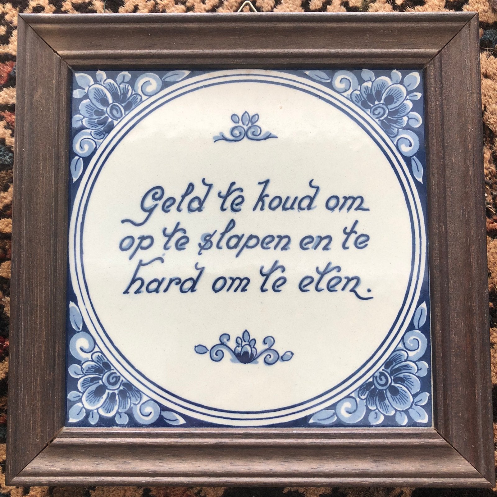 Tegelspreuk. Delftsblauw! Origineel. 4-kant. 18 x 18 cm., Tegeltje, Ophalen, Zo goed als nieuw