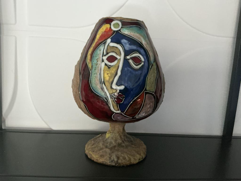 Unieke handgemaakte vaas met Picasso-achtige gezichten, Ophalen of Verzenden