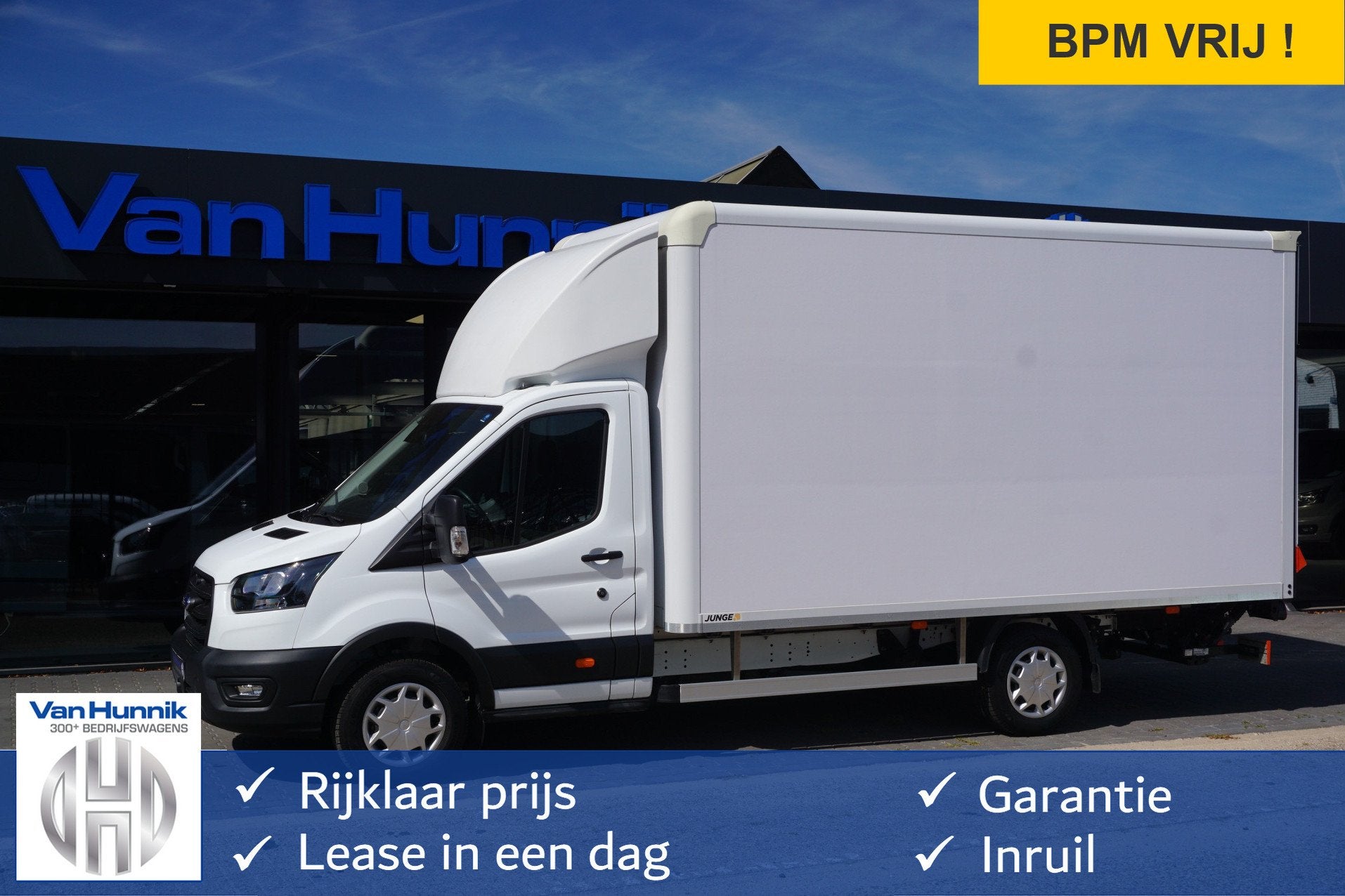 Ford Transit 350L L5 165PK Bakwagen BPM VRIJ! Airco, Stoel v, Euro 6, 4 cilinders, Wit, Bedrijf