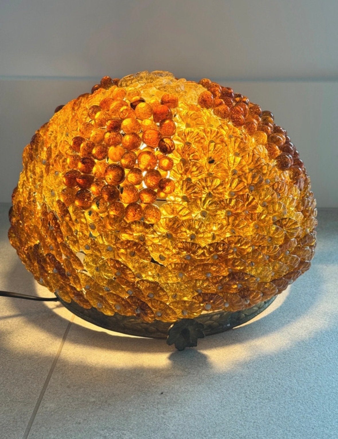 Vintage Murano glazen plafondlamp- Amberkleurig, Overige merken, Gebruikt, Glas, Oranje