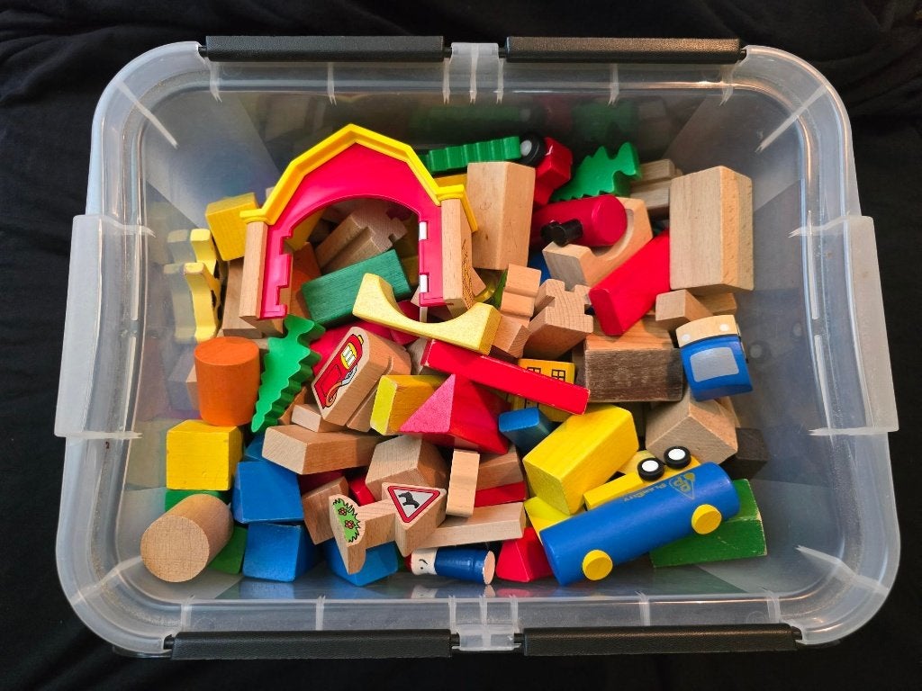 Houten bouwblokken - speelgoed, Overige merken, Gebruikt, -, -