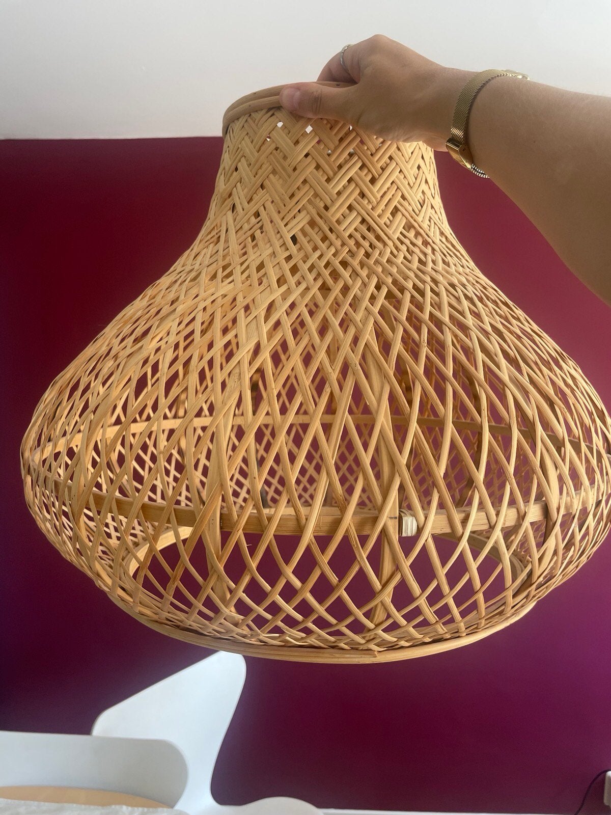 Rotan lampenkap, Ophalen, Zo goed als nieuw, Rond