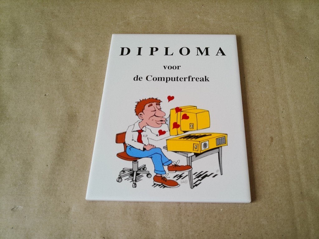 Curiosa Sphinx tegel Diploma voor de Computerfreak 15x20cm, Ophalen of Verzenden