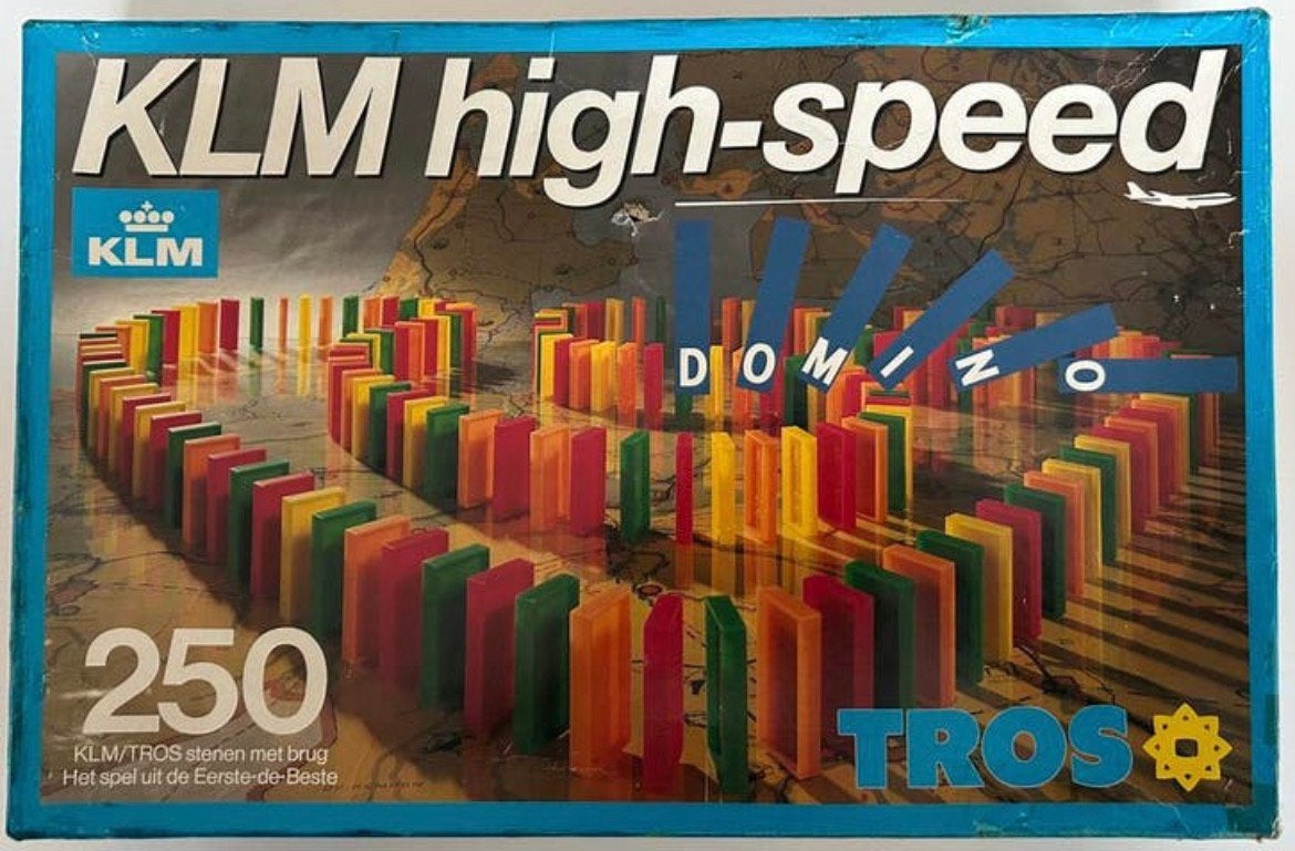 KLM High Speed Domino spel uit 1986 v d TROS tv, Vijf spelers of meer, Ophalen of Verzenden, Zo goed als nieuw