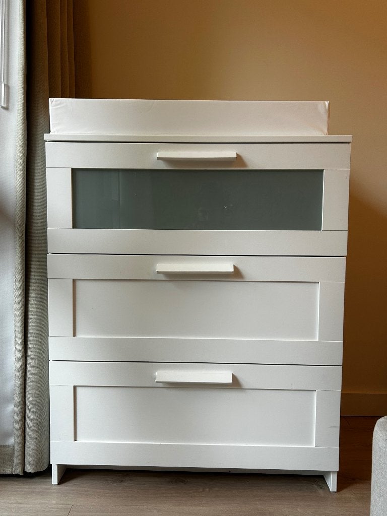 IKEA BRIMNES 3-ladenkast/commode  wit, Ophalen, 50 tot 100 cm, Zo goed als nieuw, Minder dan 100 cm