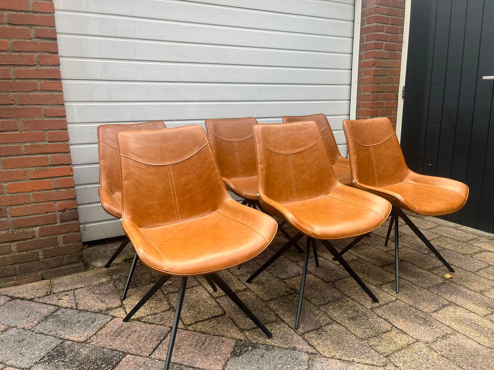 Eetkamerstoelen Lewis kleur cognac, Ophalen, Gebruikt, Bruin, Vijf, Zes of meer stoelen