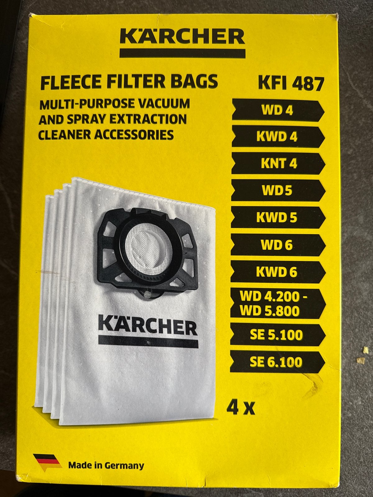 Kärcher Fleece Filterzakken KFI 487 voor WD/SE stofzuigers, Stofzak, Inclusief accessoires, Kärcher, Overige typen