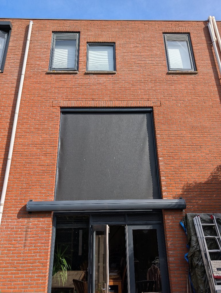 zonwering screen elektrisch Somfy antraciet 2,50x2,50 spoed, Ophalen, Gebruikt, Overige kleuren, 200 cm of meer