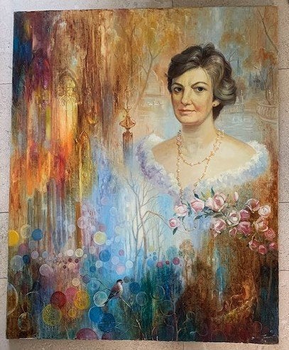 Portret vrouw mooi decor '89 - Diego Torrent 1926-2005 (Sp.), Ophalen