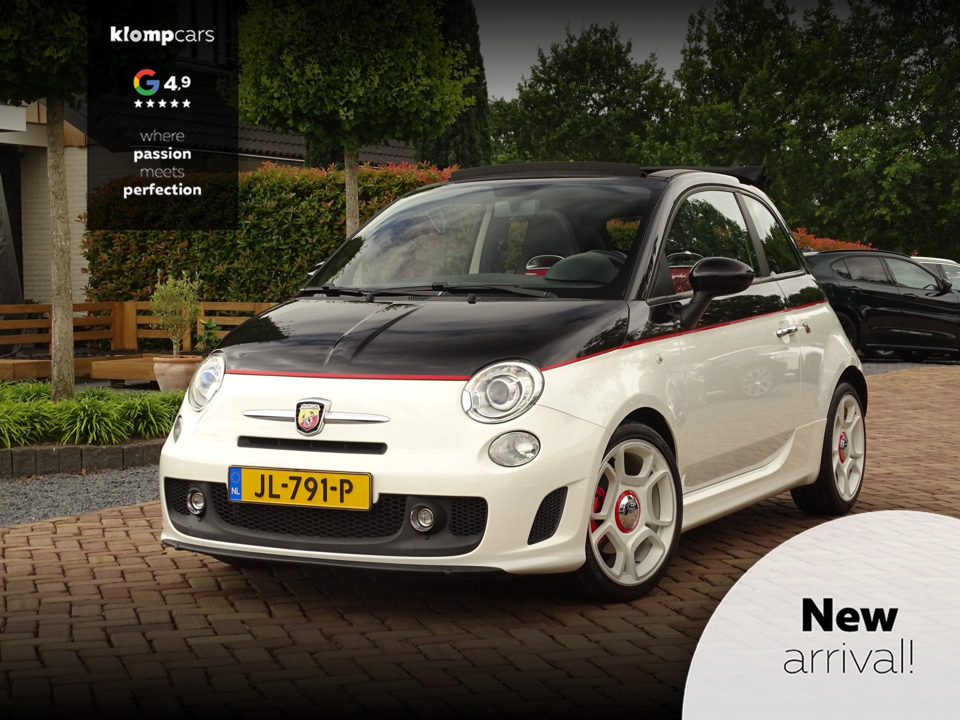 Fiat 500C 1.4-16V Abarth | Topstaat | Bi-colore | Nwe distr., Voorwielaandrijving, Euro 5, 4 cilinders, Wit