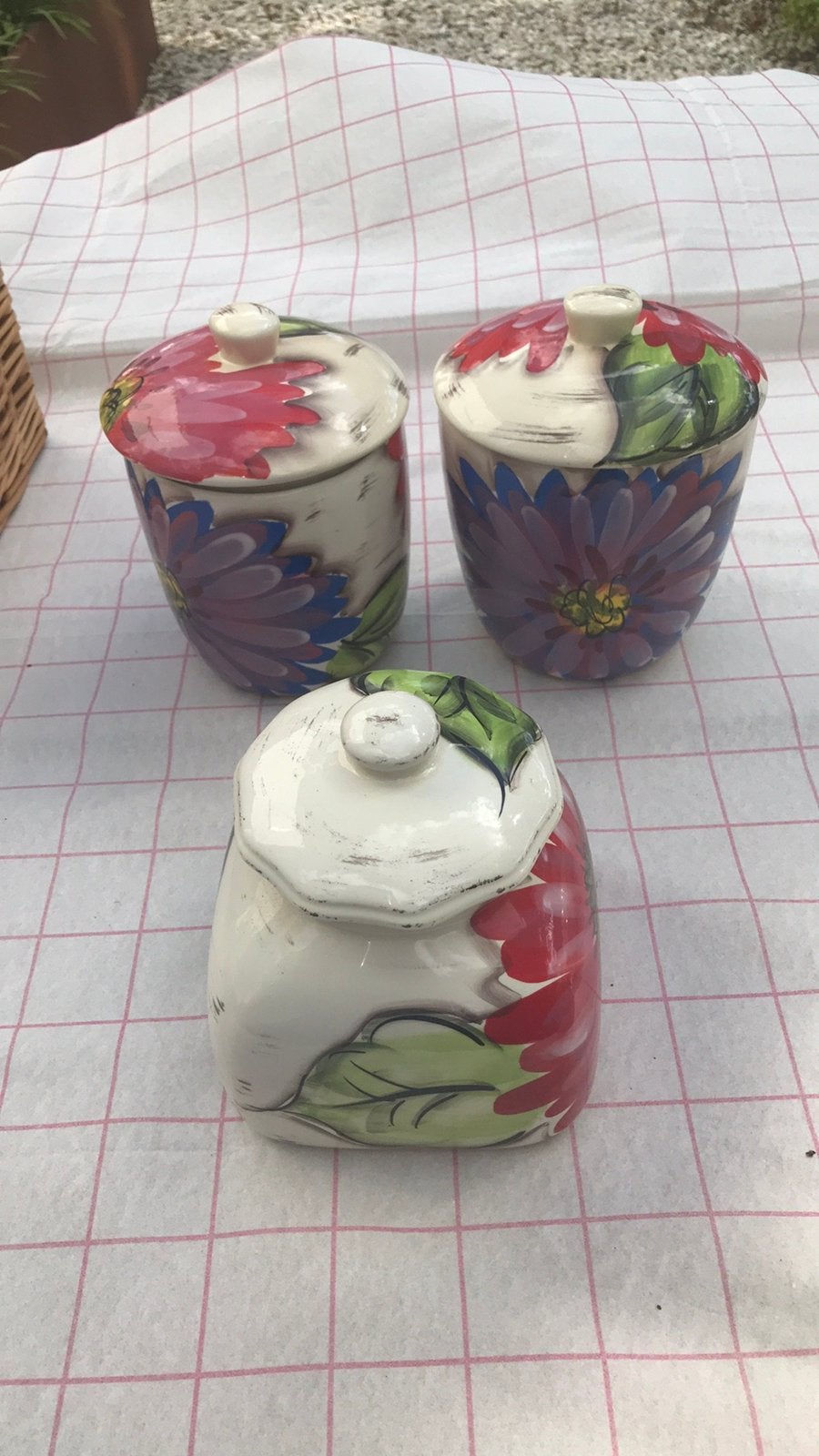 Decoratie/voorraadpotten per set., Huis en Inrichting, Keuken | Potten en Pannen, Ophalen of Verzenden, Zo goed als nieuw, Overige materialen