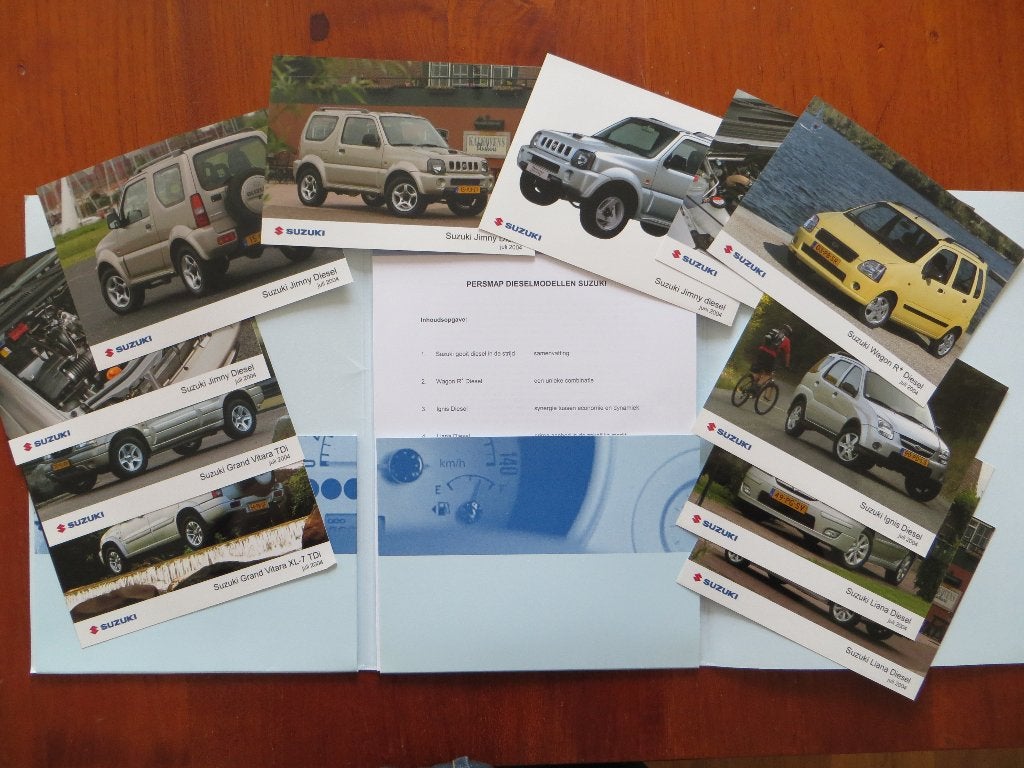 persmap Suzuki modellen (juli 2004) o.a. 11 persfoto's, Ophalen of Verzenden, Nieuw, Overige merken
