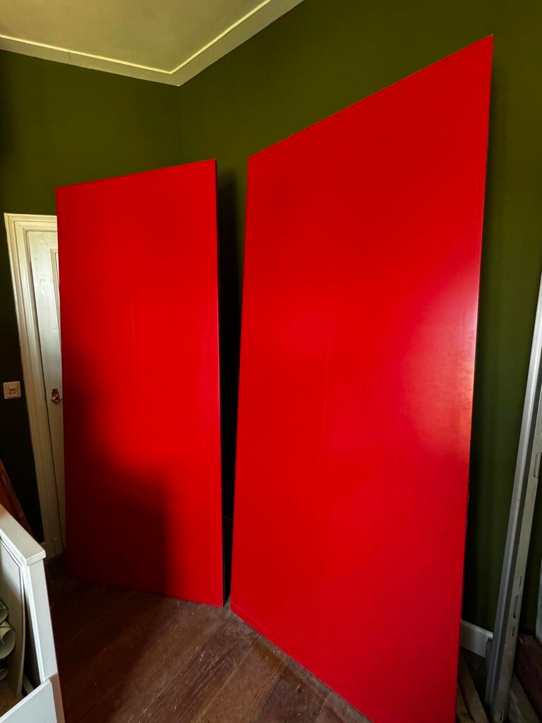 2 schuifdeuren (rood) IKEA voor PAX/HASVIK (hoogte 236), Ophalen, Overige materialen, Gebruikt, 100 tot 150 cm