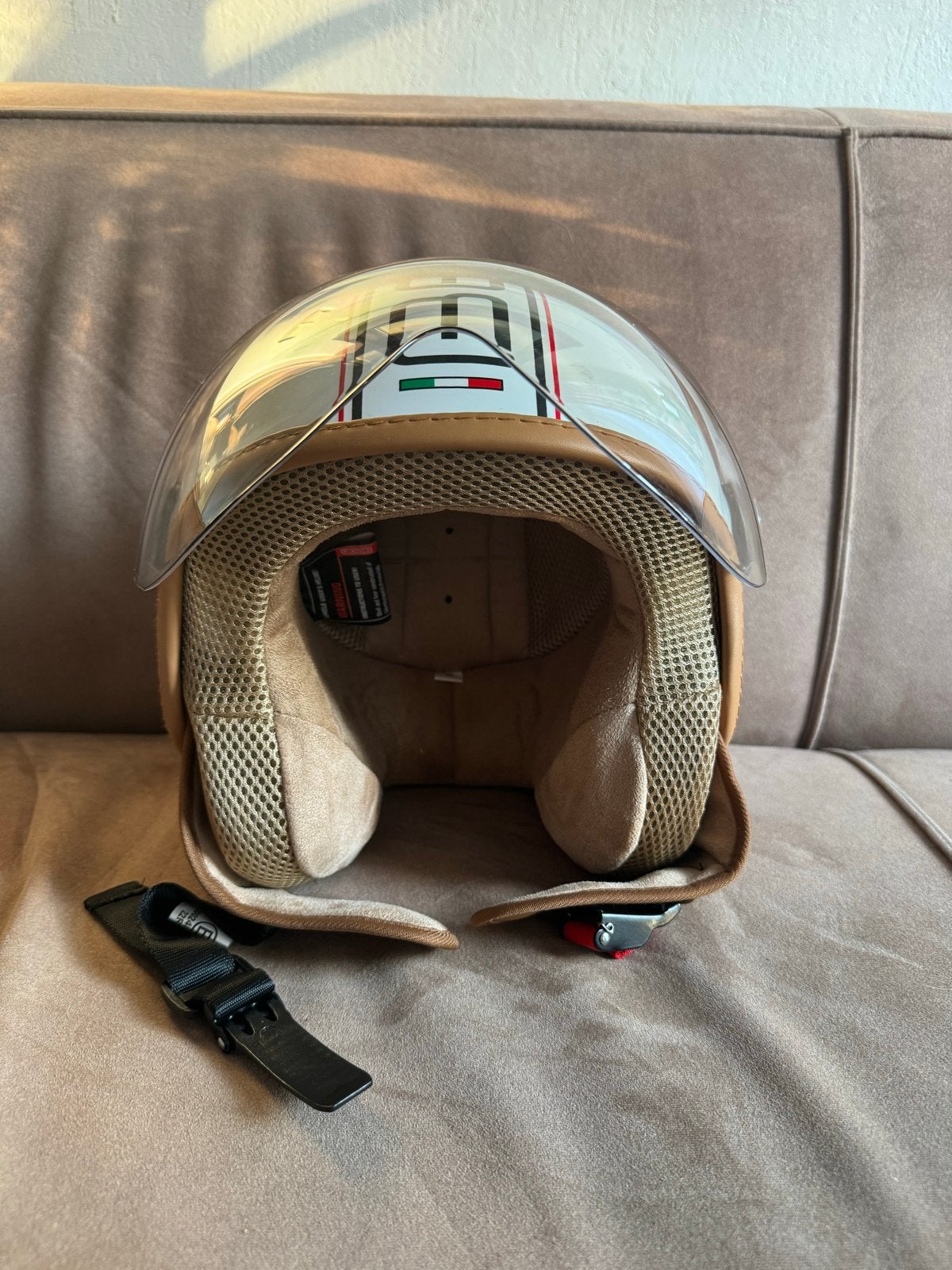 NIEUW Beon Design Jethelm - Maat S (55-56) - Wit/Bruin, Motoren, Kleding | Motorhelmen, Overige merken, Heren, Jethelm, Ophalen of Verzenden