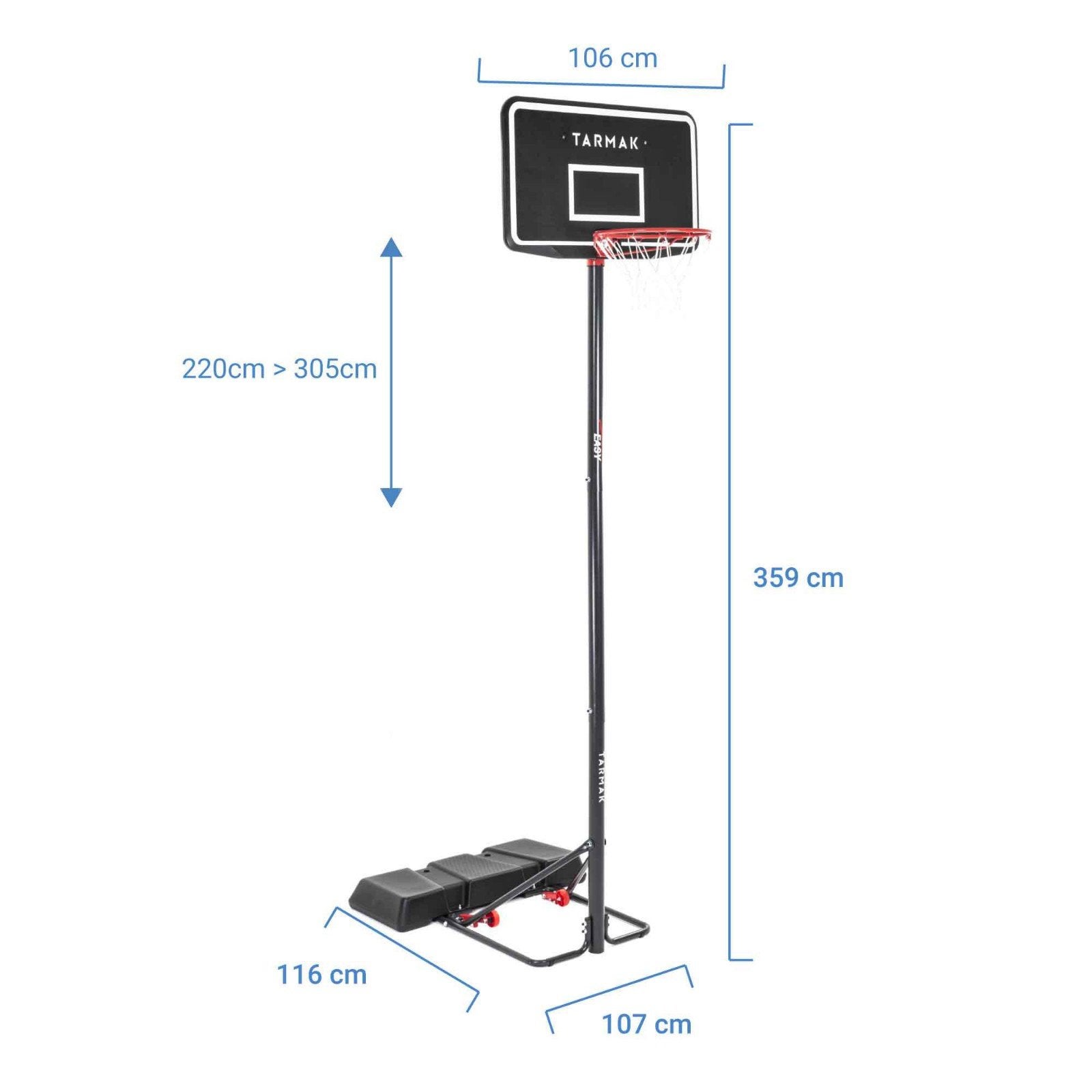 Basketbal paal verstelbaar, Ophalen, Ring, Bord of Paal