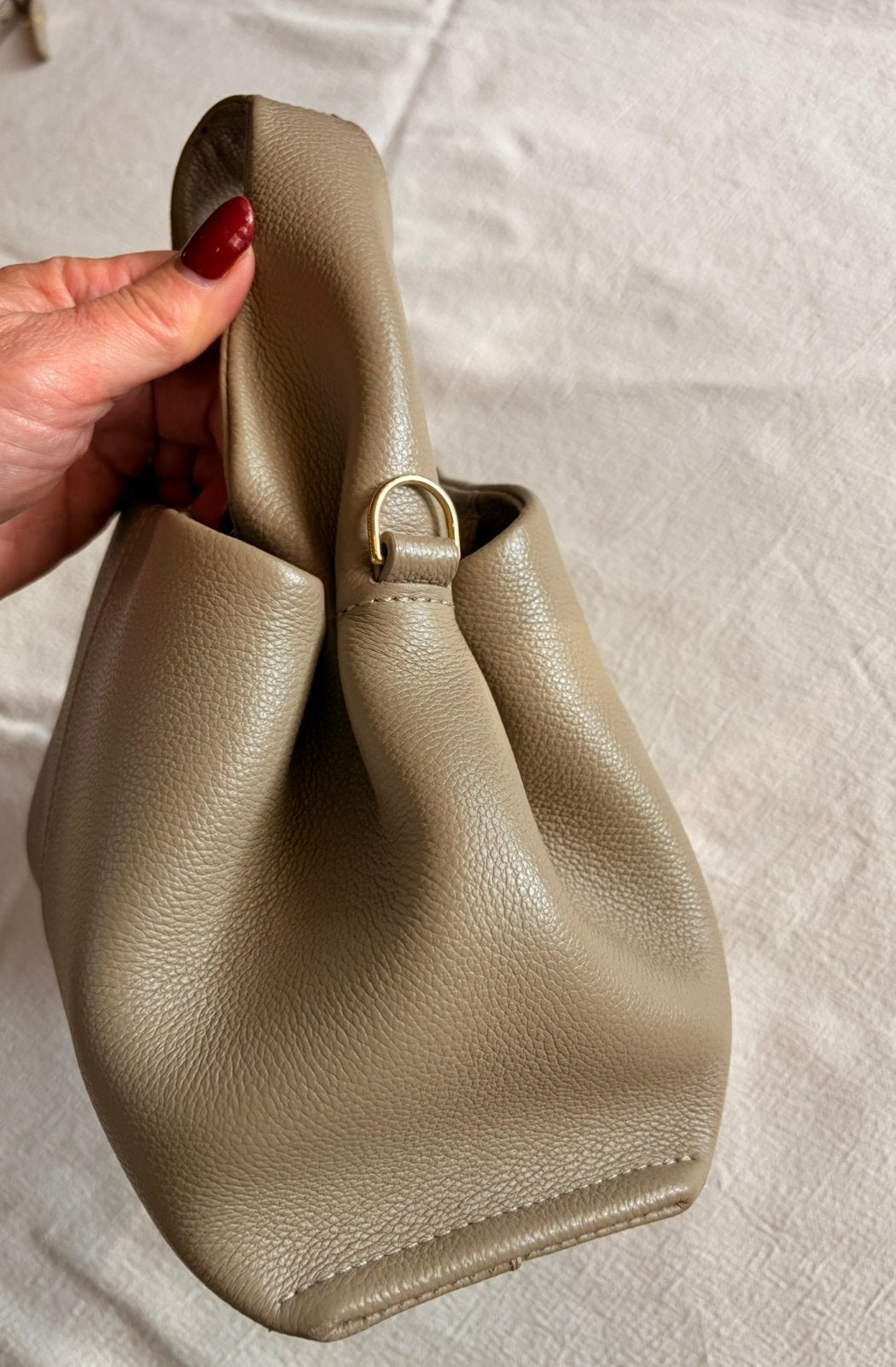 Polène Numéro Neuf Mini, Textured Taupe, Sieraden, Tassen en Uiterlijk, Ophalen of Verzenden, Zo goed als nieuw, Bruin, Handtas