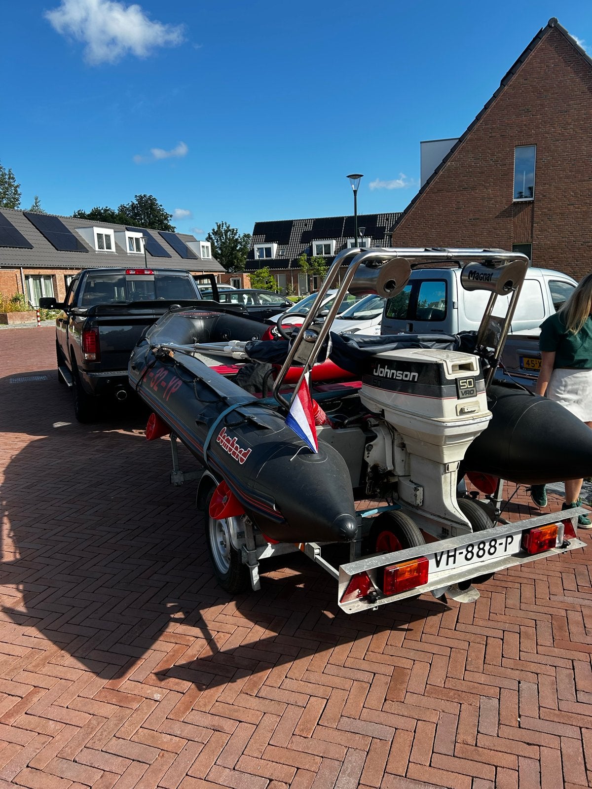 Bombard met Johnson 50 PK buitenboordmotor en trailer, Overige materialen, Ophalen, Overige merken, Gebruikt
