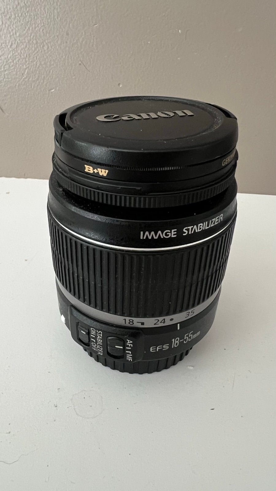 Canon EF-S 18-55mm f/3.5-5.6 IS Zoomlens met B+W filter, Audio, Tv en Foto, Fotografie | Lenzen en Objectieven, Gebruikt, Canon
