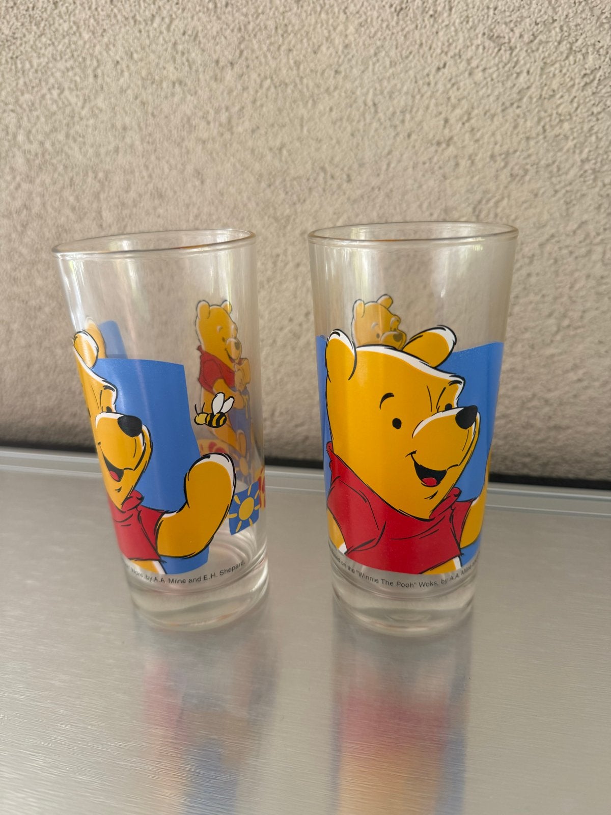Originele Disney glazen - Winnie de Poeh & Teigetje, Verzamelen, Ophalen, Winnie de Poeh of vrienden, Gebruikt, Servies
