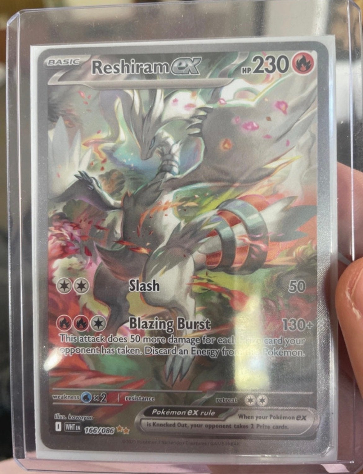 Reshiram EX White Flare, Ophalen of Verzenden, Zo goed als nieuw, Losse kaart