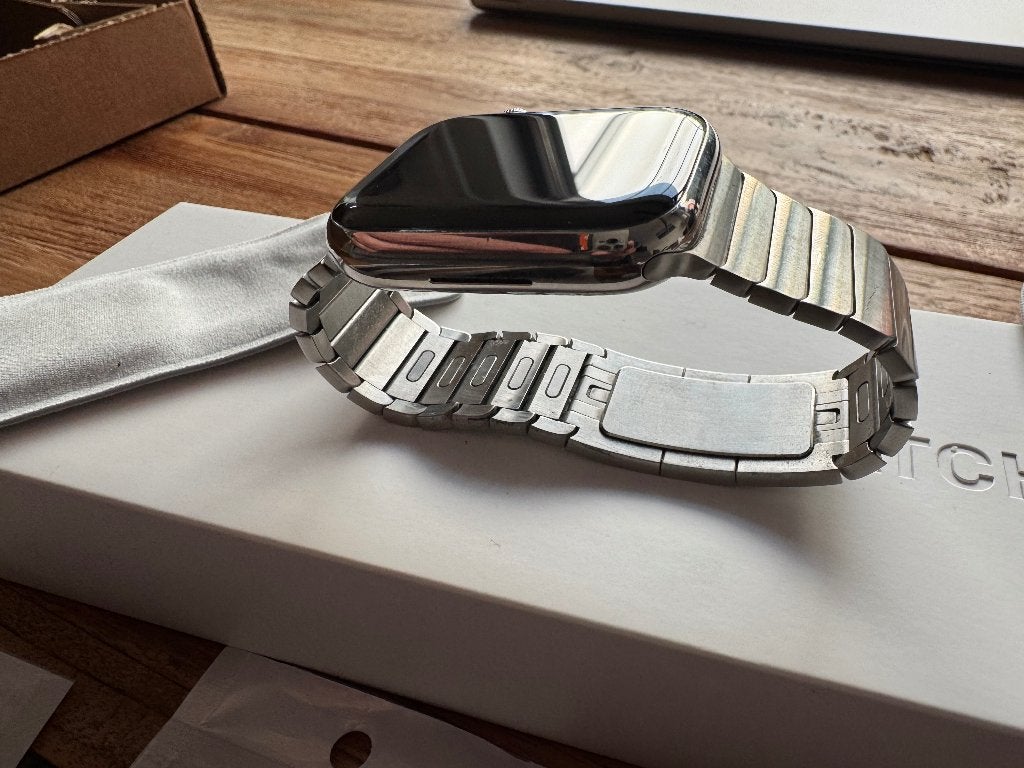 Apple Watch 8 45mm RVS Stainless Steel met Link Bracelet, Sieraden, Tassen en Uiterlijk, Ophalen, Apple Watch ⌚️, IOS, Zo goed als nieuw