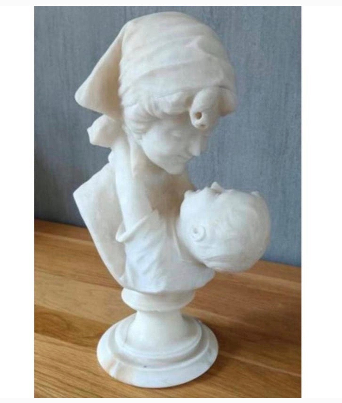 H. Malavotti 1920 Beeld Moeder met kind Albast Italie 40cm, Antiek en Kunst, Ophalen of Verzenden, Gemerkt, Buste