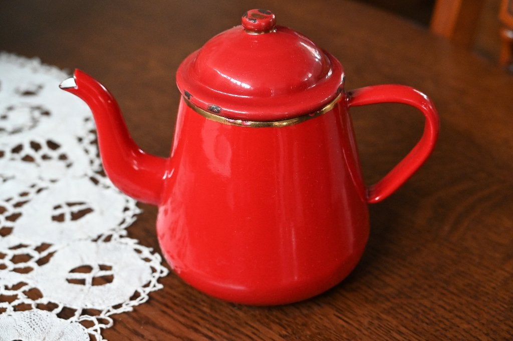 Koffiepotje / theepot !! rood emaille, Ophalen of Verzenden