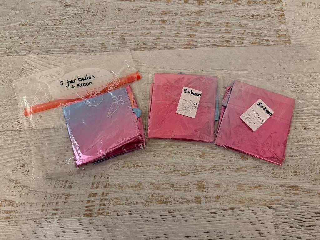 3x een 5 foliballon met kroontje, Ophalen of Verzenden, Nieuw, Versiering, Verjaardag