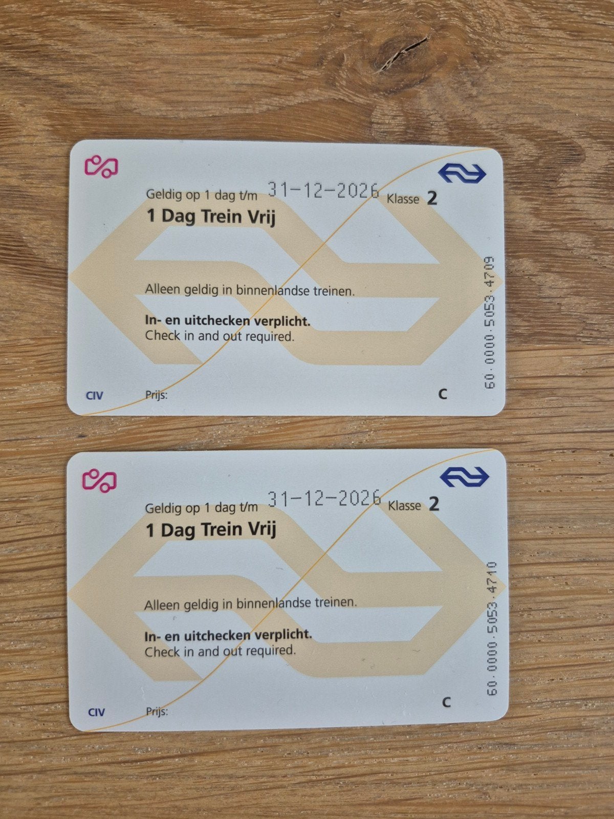 2 NS dagkaarten geldig tot 31 december., Tickets en Kaartjes, Twee personen, Trein, Algemeen kaartje