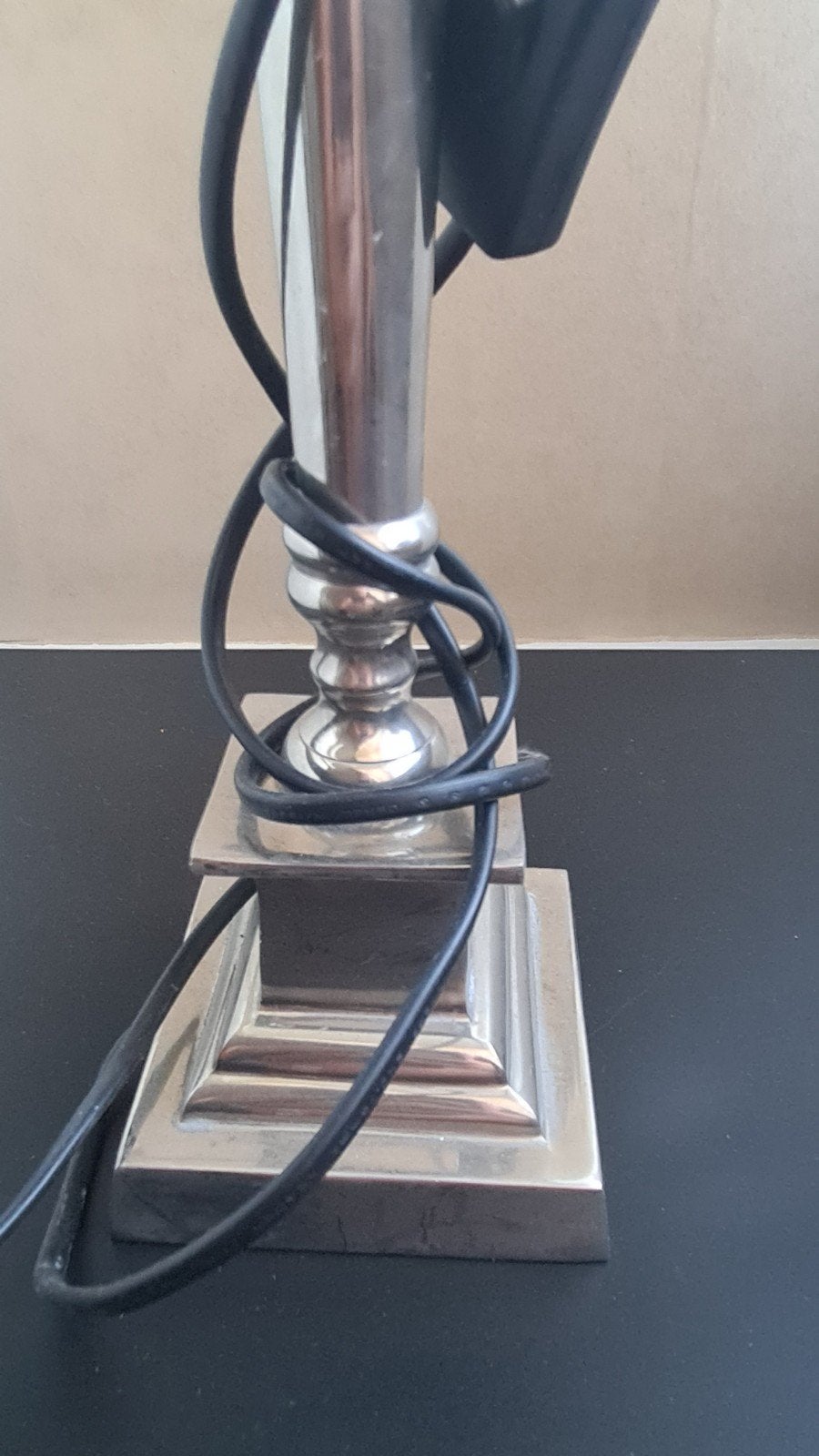 Zilverkleurige Tafellamp met Klassieke Uitstraling, Gebruikt, Met schakelaar, Zilver, E27 (groot)