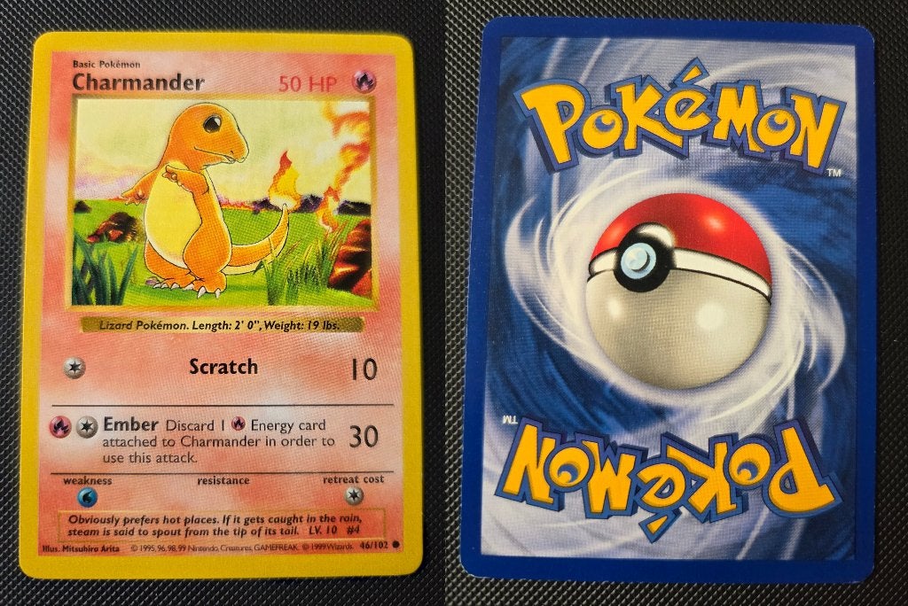 Charmander Base Set Shadowless Near Mint, Ophalen of Verzenden, Zo goed als nieuw, Losse kaart