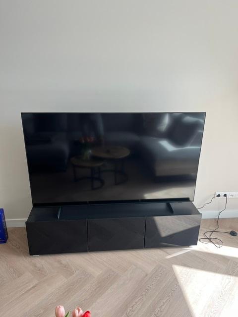 Tv meubel hoogglans zwart, Ophalen, 100 tot 150 cm, Zo goed als nieuw, Minder dan 100 cm