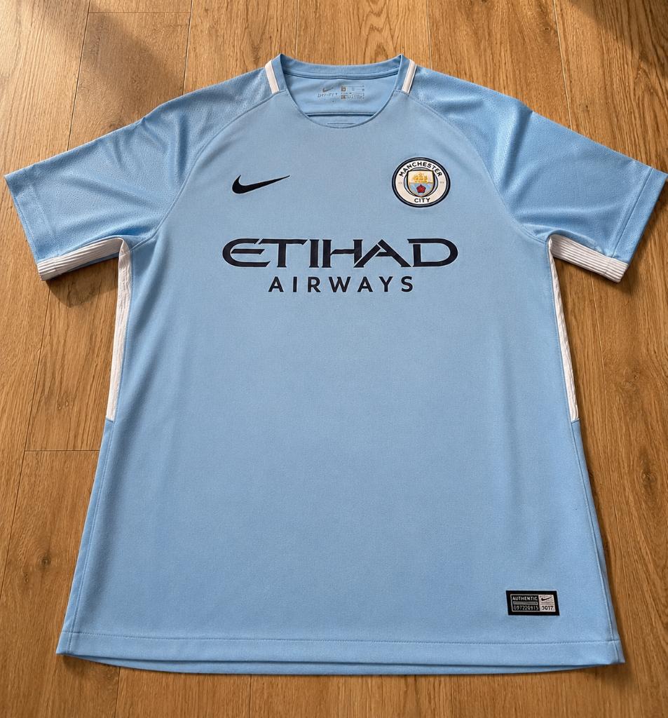 Manchester City Thuisshirt Maat L Seizoen 17-18, Maat 52/54 (L), Blauw, Nike, Nieuw