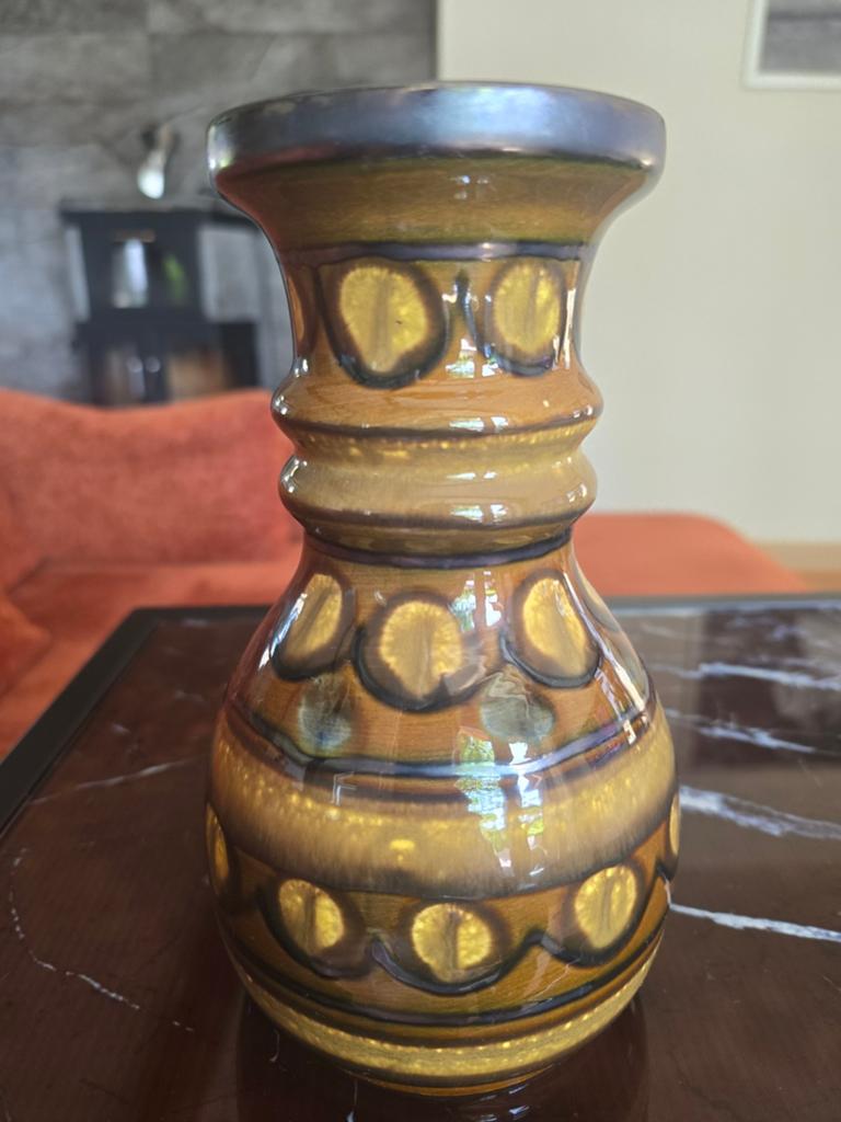 Flora Gouda vaas "Madrid" - Bruin/goudkleurig glazuur, Antiek en Kunst, Antiek | Vazen, Ophalen