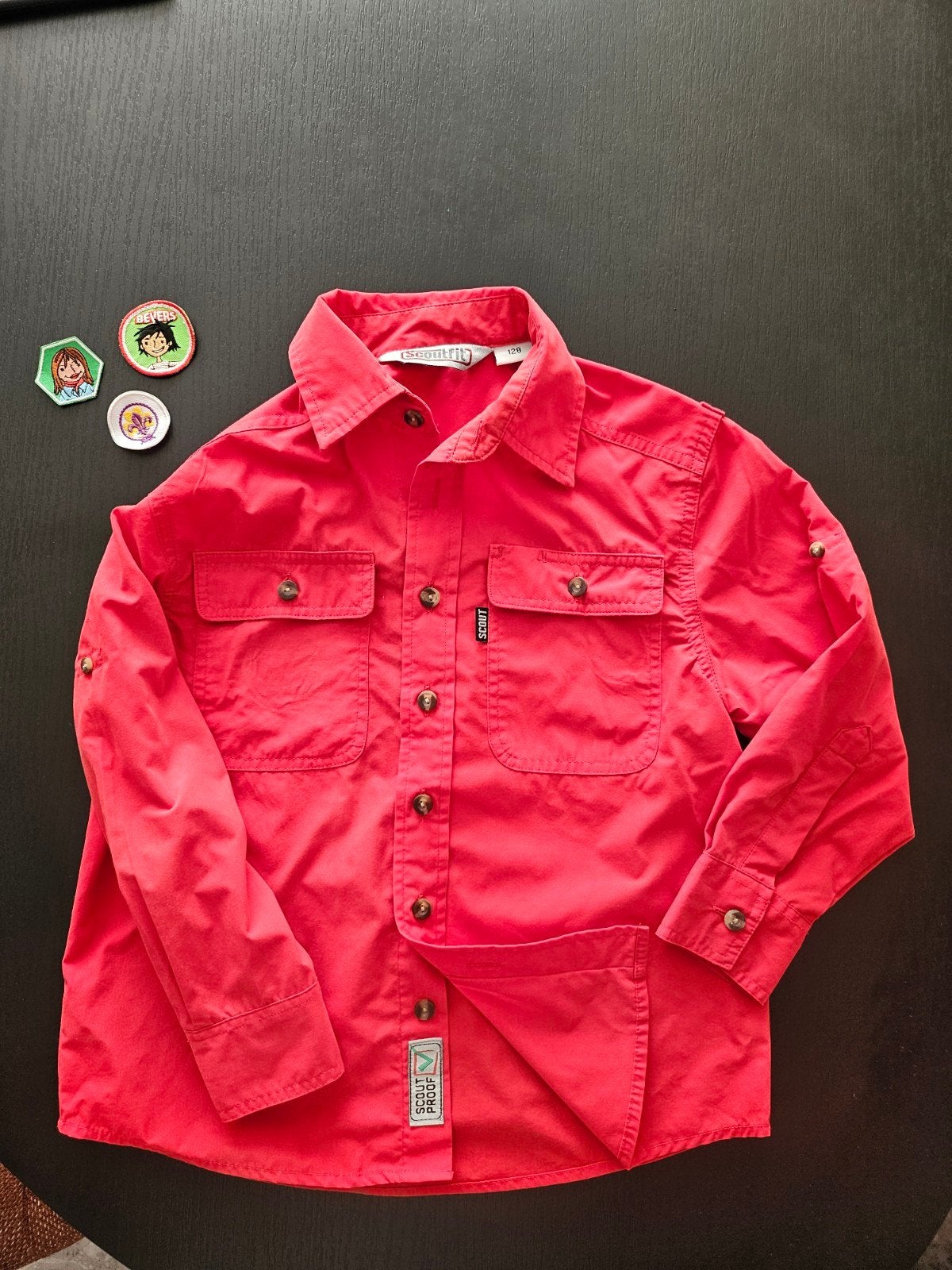 Scouting bever blouse rood maat 128, Kinderen en Baby's, Kinderkleding | Maat 128, Jongen of Meisje, Overhemd of Blouse, Ophalen of Verzenden