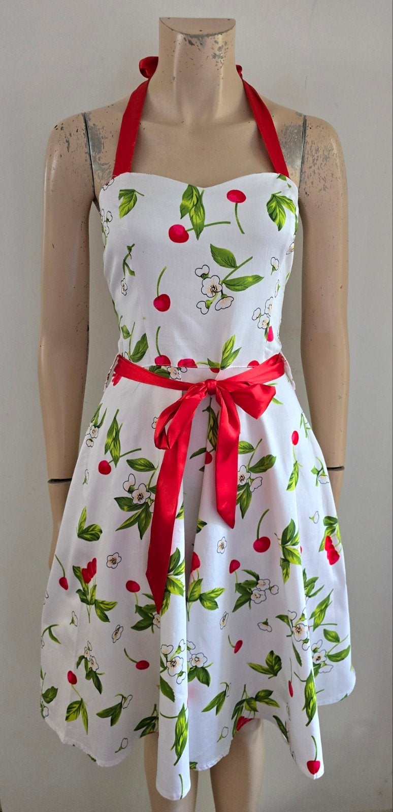 Hearts & Roses kersen jurk maat 38 in nieuwstaat, Kleding | Dames, Maat 38/40 (M), Wit, Ophalen of Verzenden, Zo goed als nieuw
