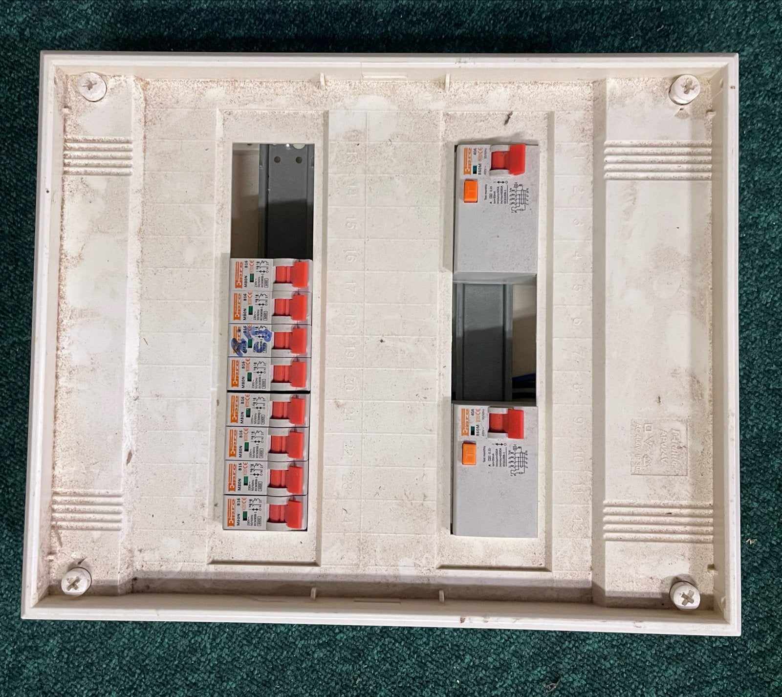 Groepenkast met installatieautomaten en aardlekschakelaars, Ophalen of Verzenden, Gebruikt, Overige merken, Groepenkast