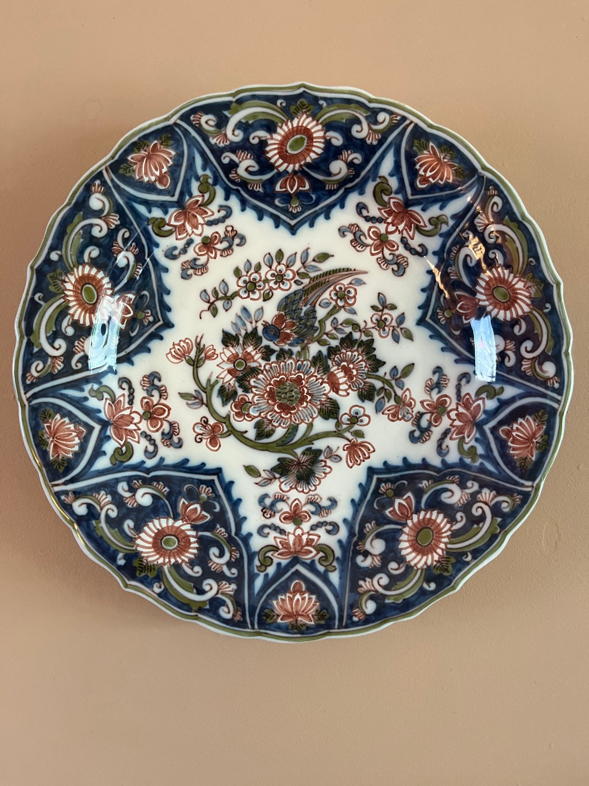 Antiek Makkum Wandbord met Vogel en Bloemen, Ophalen of Verzenden