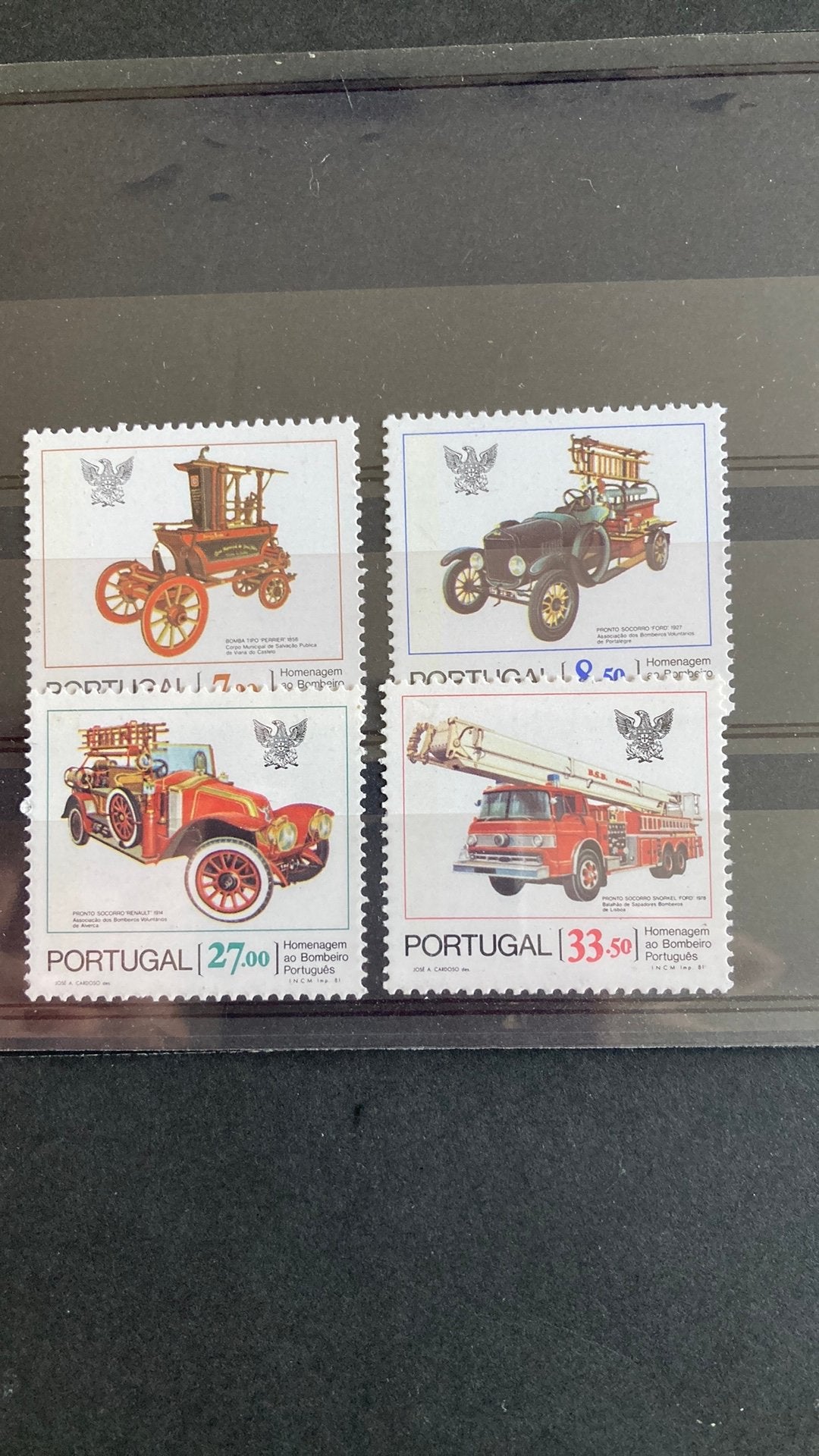 Portugal 1544/47 brandweer auto post fris/1874, Ophalen of Verzenden, Auto's