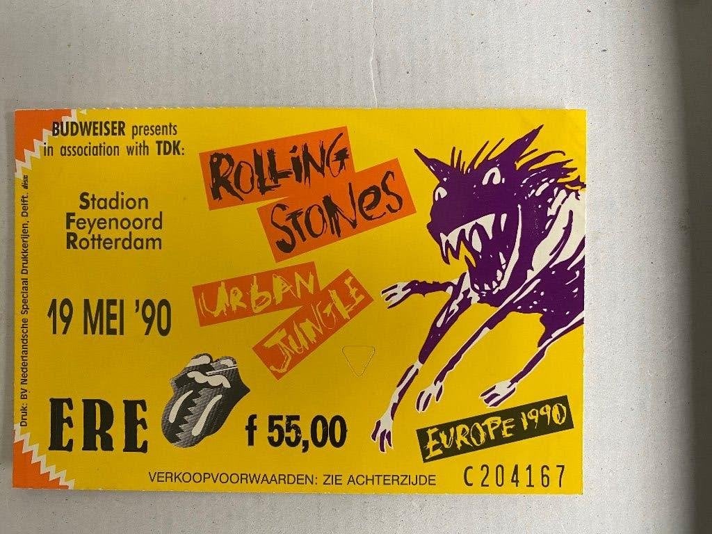 Oud concert kaartje Rolling Stones, Ophalen of Verzenden, Gebruikt