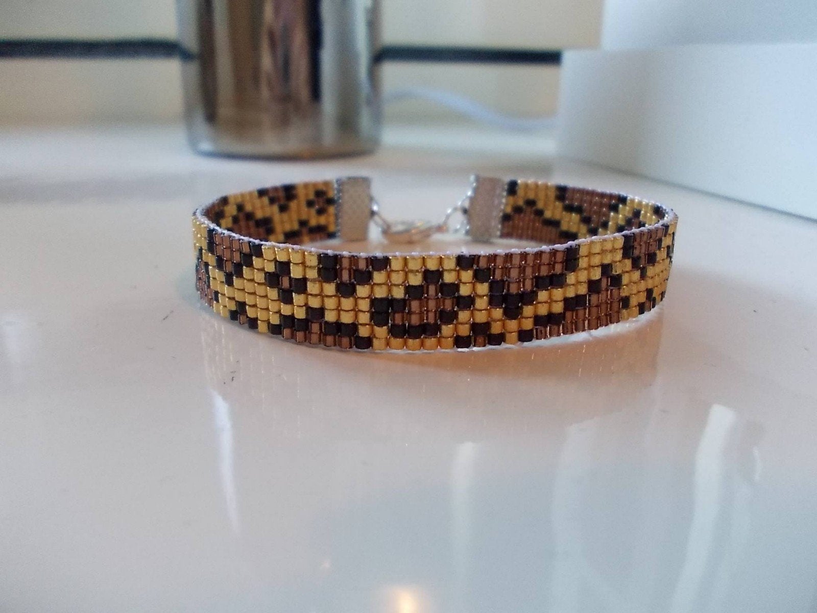 Miyuki delica geweven kralen armband panterprint, Sieraden, Tassen en Uiterlijk, Armbanden, Overige materialen, Overige kleuren