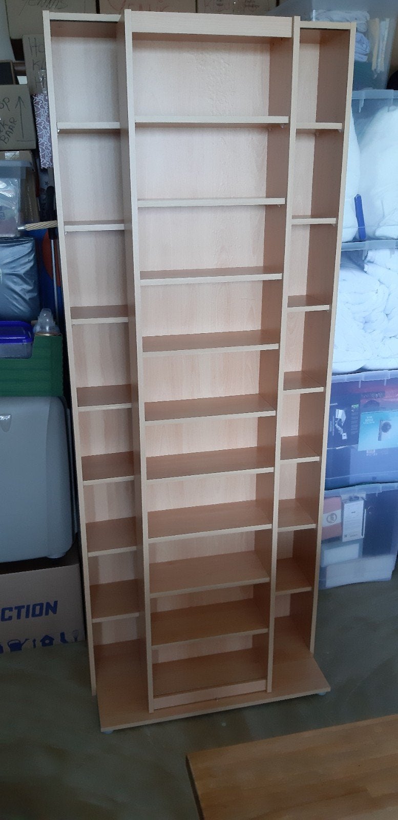 Ruimtebesparende Boekenkast/CD/DVD Kast Lichtbruin, Ophalen, Gebruikt, Overige houtsoorten