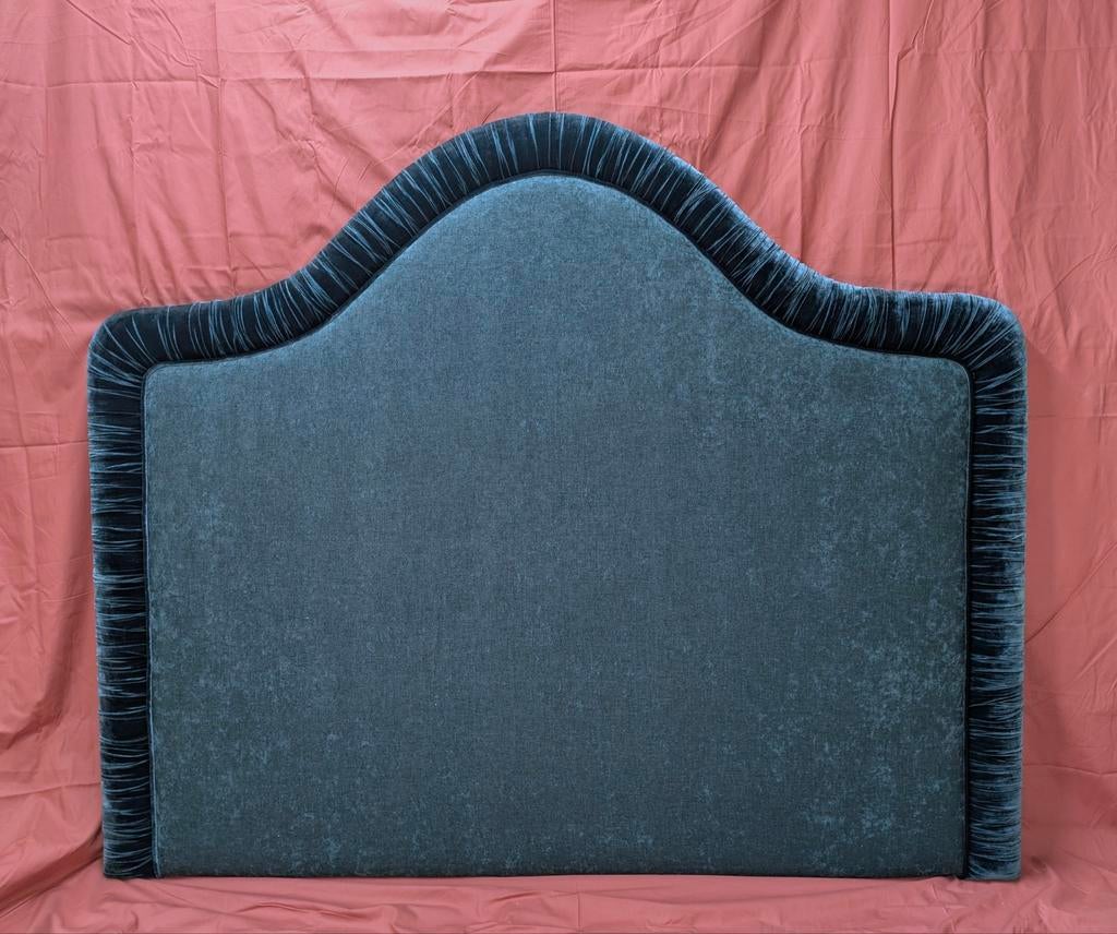Luxe fluwelen vrijstaande hoofdbord, blauwgroen 183cm breed, Ophalen, Overige kleuren, Luxe, klassiek, elegant, 180 cm