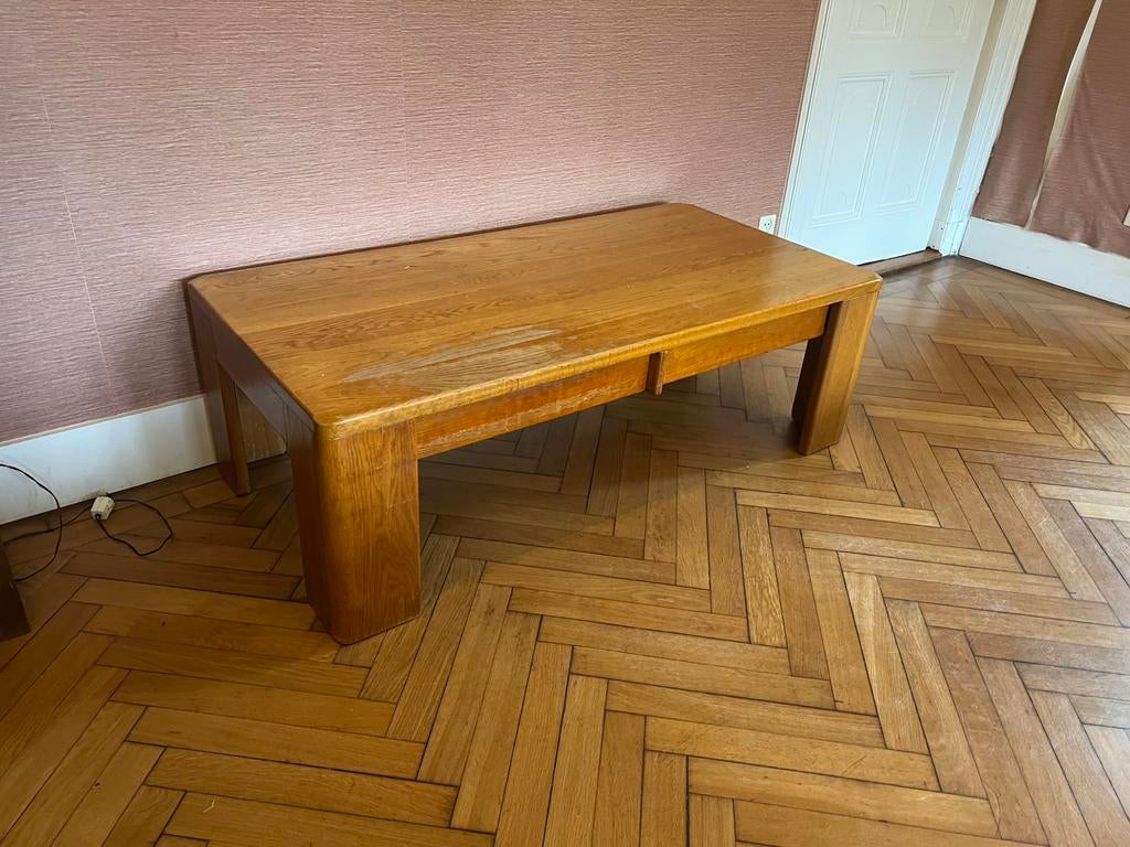 Houten salontafel met lades - 140x70x45 cm, Ophalen, Gebruikt, 50 tot 100 cm, 100 tot 150 cm