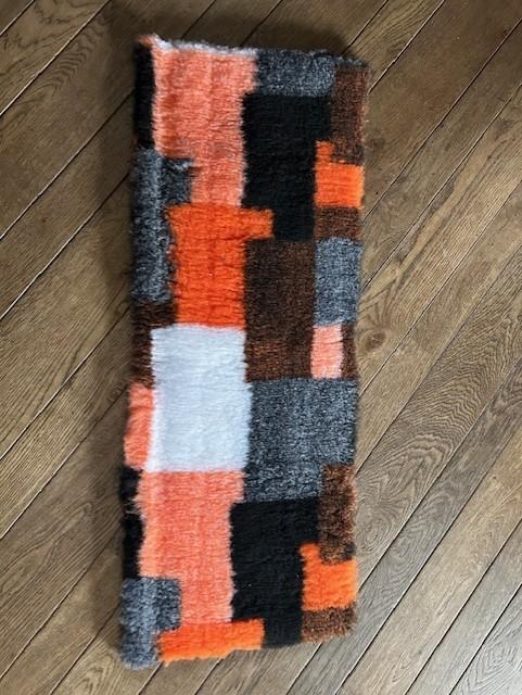 A35-NIEUW reststuk vetbed oranje geblokt 100x37cm, Ophalen, Nieuw