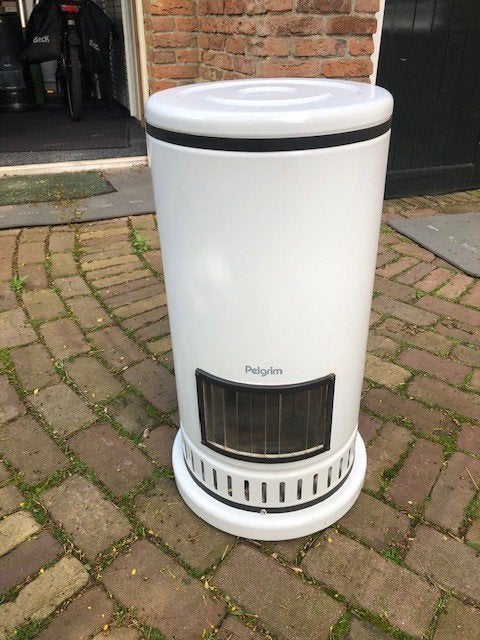 Gaskachel- haard  Mooie Gerevis. Getest  Pelgrim Bamb. 46.1T, Ophalen, Zo goed als nieuw, Vrijstaande haard, Gashaard