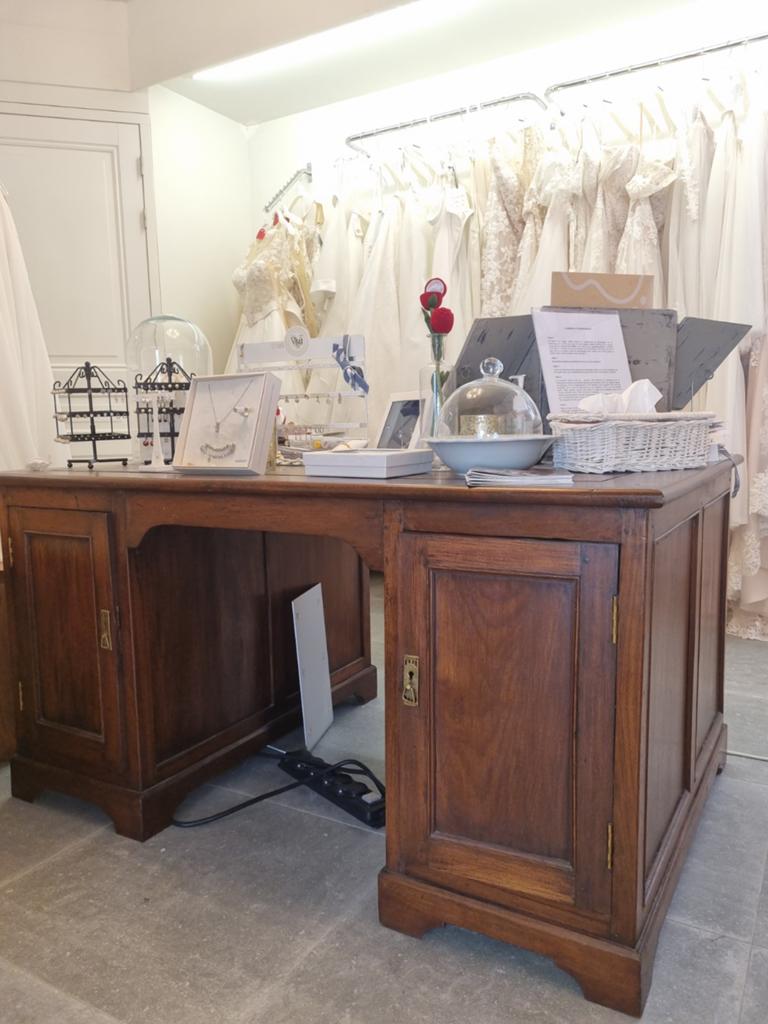 Antiek Dubbel Bureau - Massief Hout, Ophalen, Met lades, Gebruikt, Hout